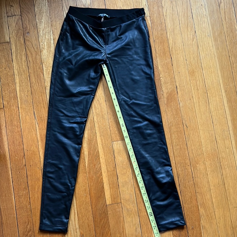 David Lerner size Small Black faux leather tights